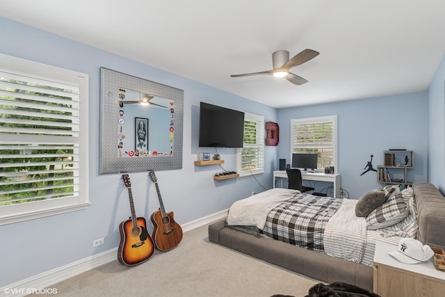 506 Westgate Rd, Deerfield, IL 60015 - bedroom with carpet, baseboards, and a ceiling fan