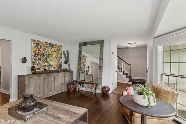 506 Westgate Rd, Deerfield, IL 60015 - living area featuring wood finished floors, stairway, and baseboards