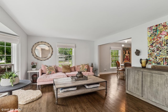 506 Westgate Rd, Deerfield, IL 60015 - living room with dark wood-style flooring and baseboards