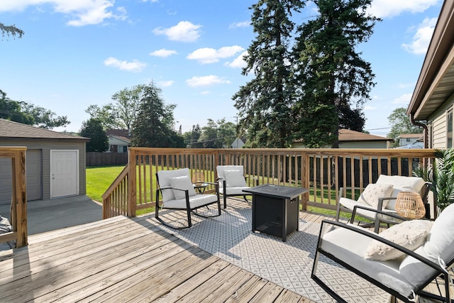 3050 Charles St, Melrose Park, IL 60164 - wooden terrace with a fire pit