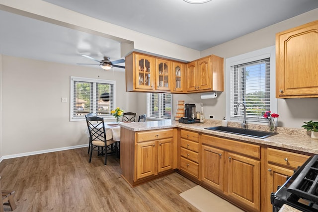 3050 Charles St, Melrose Park, IL 60164 - kitchen featuring wood finished floors, a peninsula, light countertops, and range