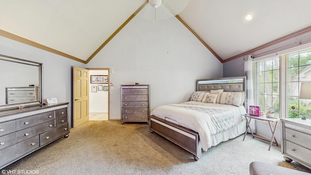 20195 Augusta Dr, Olympia Fields, IL 60461 - bedroom with ornamental molding, vaulted ceiling, and light colored carpet