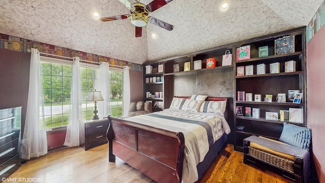 20195 Augusta Dr, Olympia Fields, IL 60461 - bedroom with vaulted ceiling, light wood-style flooring, and a ceiling fan