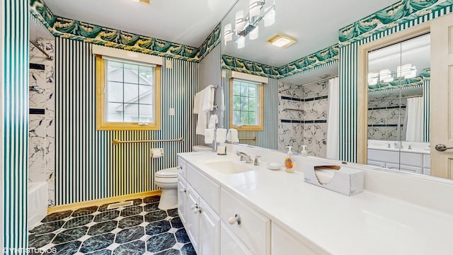 20195 Augusta Dr, Olympia Fields, IL 60461 - full bathroom featuring toilet, vanity, shower / bath combination with curtain, and tile patterned floors