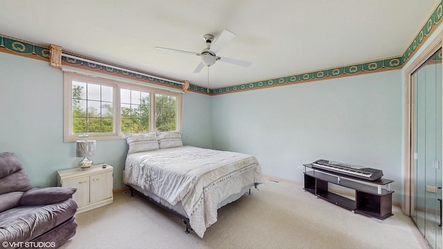 20195 Augusta Dr, Olympia Fields, IL 60461 - bedroom featuring light colored carpet, a closet, and ceiling fan