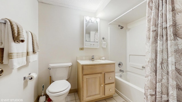 20195 Augusta Dr, Olympia Fields, IL 60461 - full bathroom featuring shower / bathtub combination with curtain, tile patterned flooring, vanity, and toilet