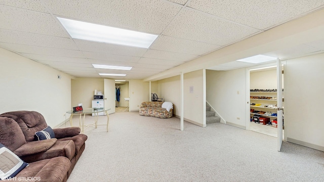 20195 Augusta Dr, Olympia Fields, IL 60461 - living area featuring a drop ceiling and stairway