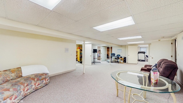 20195 Augusta Dr, Olympia Fields, IL 60461 - living area featuring carpet, a drop ceiling, and baseboards