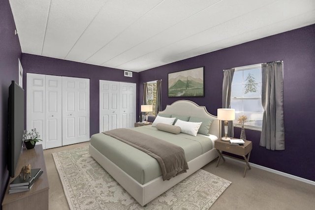 17212 Oak Park Ave Unit 2Sw, Tinley Park, IL 60477 - bedroom with multiple closets, baseboards, and carpet floors
