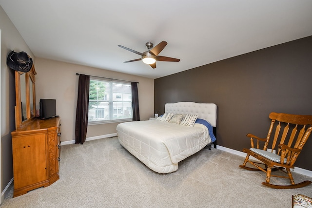 426 Victoria Ln Unit 426, Elgin, IL 60124 - bedroom featuring baseboards, light carpet, and ceiling fan