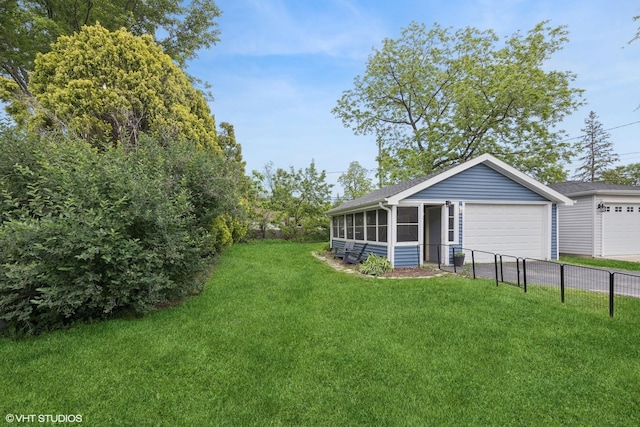 349 N Garfield St, Lombard, IL 60148 - view of yard with a sunroom and a detached garage