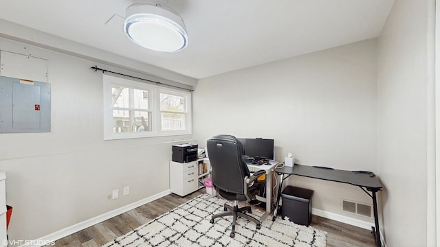 2080 Maplewood Cir, Naperville, IL 60563 - office with electric panel, wood finished floors, and baseboards