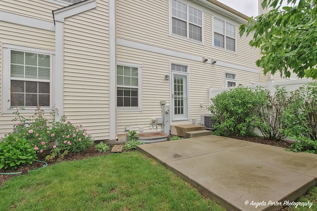 2704 Kendall Xing Unit 2704, Johnsburg, IL 60051 - rear view of property featuring a patio area, a yard, and central AC unit