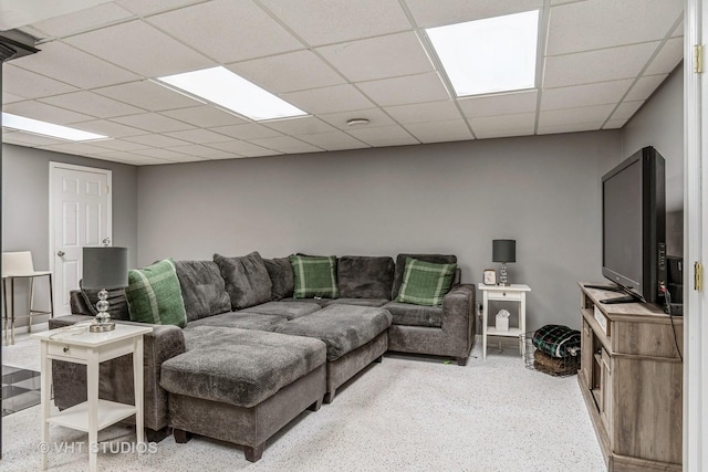 1987 Rosehill Ct, Romeoville, IL 60446 - living room featuring a drop ceiling and speckled floor