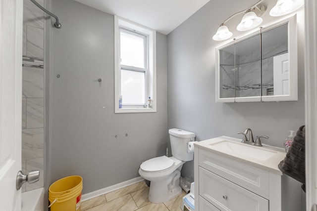 3340 W Polk St, Chicago, IL 60624 - full bath with vanity, toilet, baseboards, and shower / tub combination