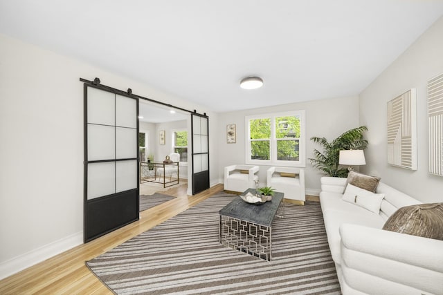 504 Newton Ave, Glen Ellyn, IL 60137 - living room with a barn door, baseboards, and light wood-style floors