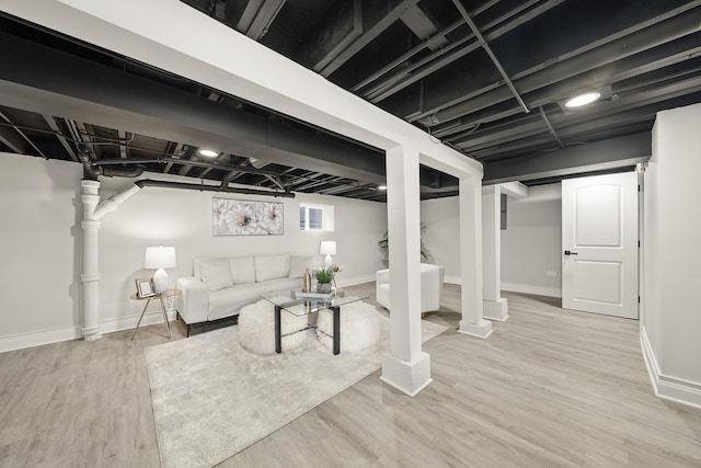 504 Newton Ave, Glen Ellyn, IL 60137 - finished below grade area with wood finished floors and baseboards