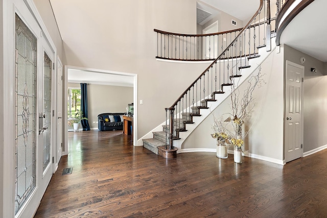 10 Black Walnut Trl, Palos Park, IL 60464 - foyer entrance with stairs, a high ceiling, wood finished floors, and french doors