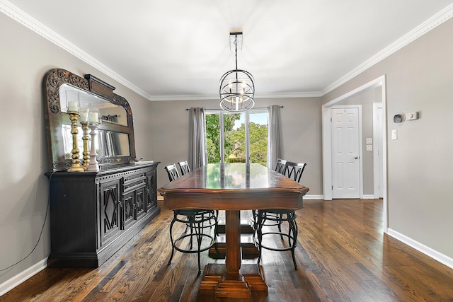 10 Black Walnut Trl, Palos Park, IL 60464 - dining space with dark wood finished floors, ornamental molding, and a chandelier