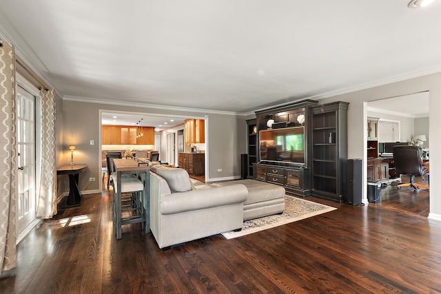 10 Black Walnut Trl, Palos Park, IL 60464 - living room featuring wood finished floors, crown molding, and a desk