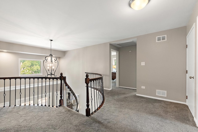 10 Black Walnut Trl, Palos Park, IL 60464 - corridor with an upstairs landing, a chandelier, and carpet flooring
