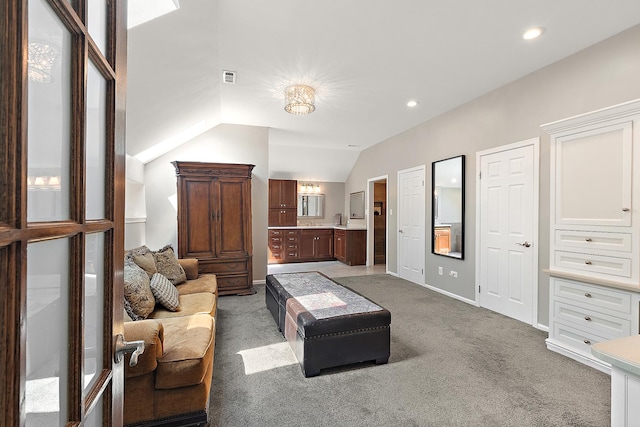 10 Black Walnut Trl, Palos Park, IL 60464 - living area with light carpet, vaulted ceiling, and recessed lighting
