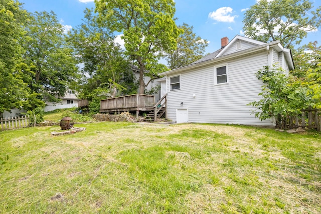 1729 S Hamilton St, Lockport, IL 60441 - back of property featuring a fire pit, a wooden deck, and a chimney
