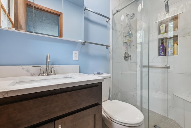 1720 Brookhill Ln, Sycamore, IL 60178 - bathroom with a stall shower, vanity, and toilet