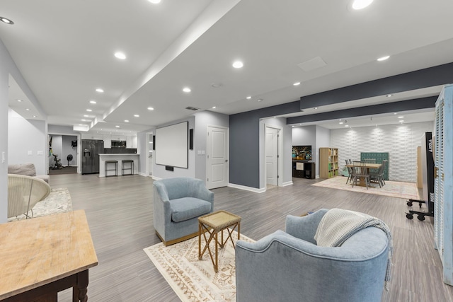 4328 Chinaberry Ln, Naperville, IL 60564 - living room featuring light wood-type flooring, baseboards, and recessed lighting
