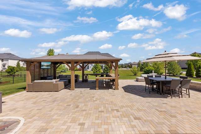 4328 Chinaberry Ln, Naperville, IL 60564 - view of patio / terrace featuring outdoor lounge area, a gazebo, and outdoor dining space