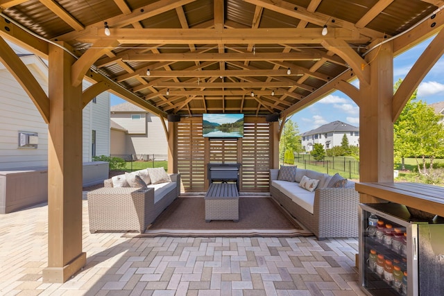 4328 Chinaberry Ln, Naperville, IL 60564 - view of patio / terrace with an outdoor hangout area, a gazebo, and wine cooler