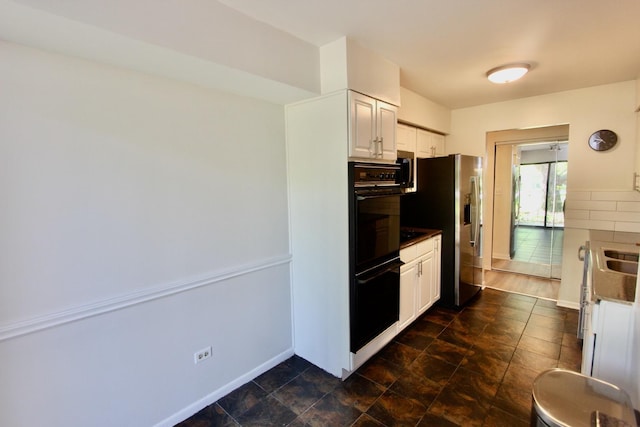 10 Old Oak Dr Unit 103, Buffalo Grove, IL 60089 - kitchen featuring stainless steel fridge with ice dispenser, white cabinetry, backsplash, and baseboards