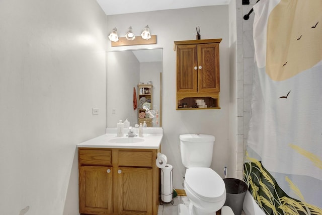 1499 Raven Dr, Bolingbrook, IL 60490 - bathroom featuring vanity, toilet, and curtained shower