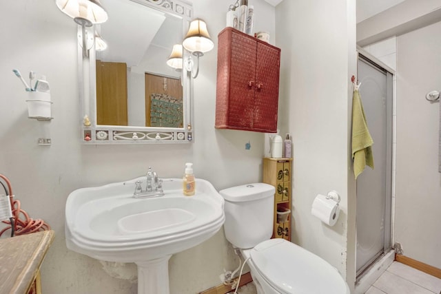 1499 Raven Dr, Bolingbrook, IL 60490 - bathroom with a shower stall, toilet, tile patterned flooring, and a sink