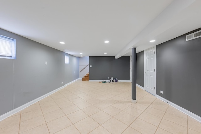 7817 Menard Ave, Burbank, IL 60459 - below grade area featuring recessed lighting, stairs, and baseboards