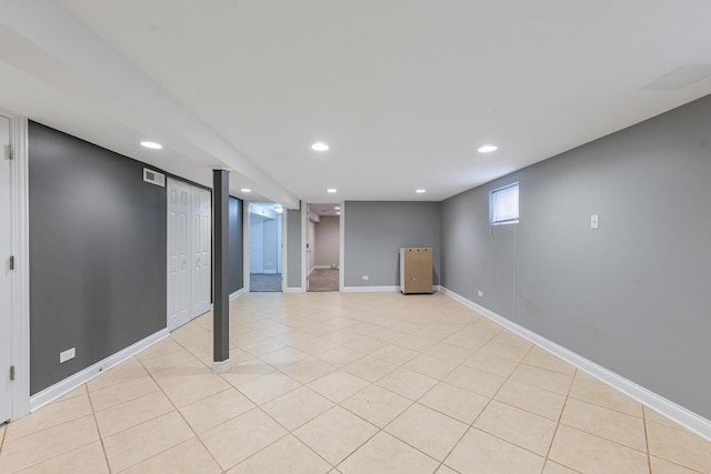 7817 Menard Ave, Burbank, IL 60459 - basement featuring recessed lighting, baseboards, and light tile patterned flooring