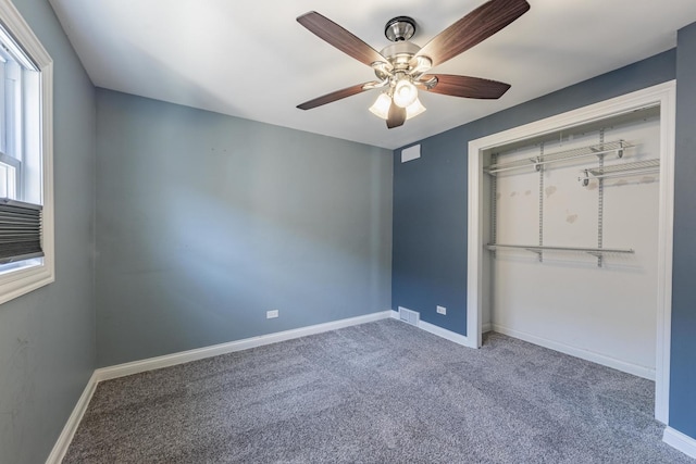 7817 Menard Ave, Burbank, IL 60459 - unfurnished bedroom featuring carpet flooring, baseboards, a closet, and a ceiling fan