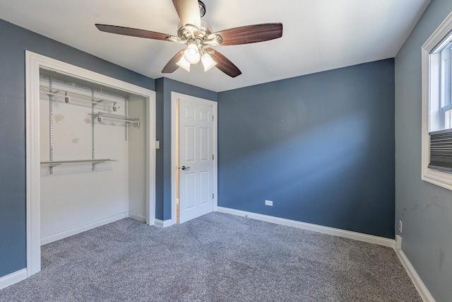 7817 Menard Ave, Burbank, IL 60459 - unfurnished bedroom featuring carpet floors, ceiling fan, a closet, and baseboards