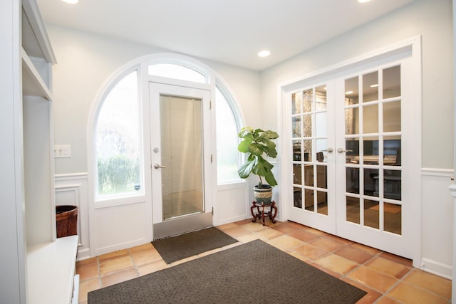 235 S Marion St Unit C, Oak Park, IL 60302 - foyer featuring french doors, recessed lighting, and tile patterned flooring