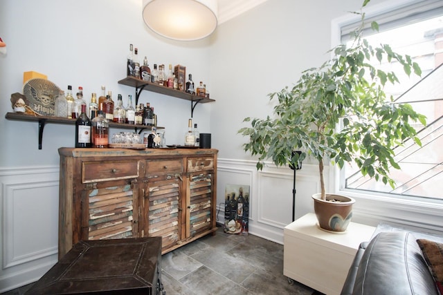 235 S Marion St Unit C, Oak Park, IL 60302 - indoor dry bar featuring a decorative wall and a wainscoted wall