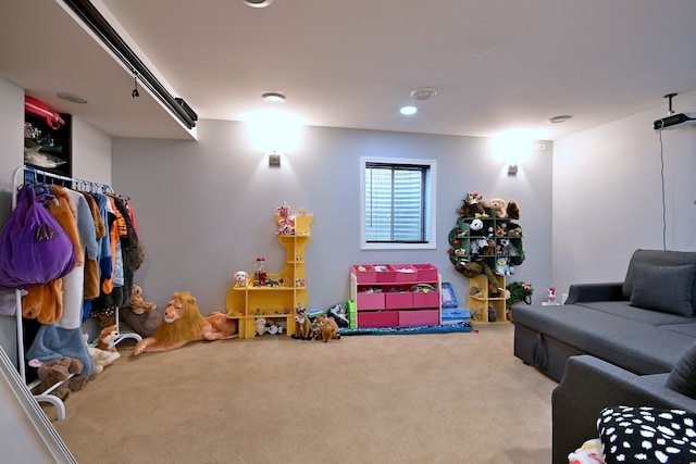 1422 Deer Creek Ln, Lake In The Hills, IL 60156 - game room with carpet flooring and recessed lighting