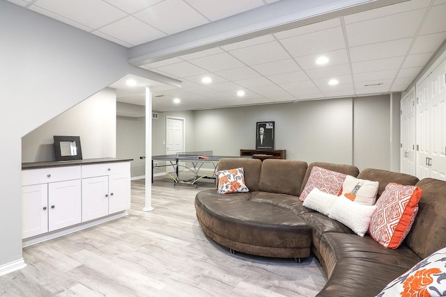 3536 Scottsdale Cir, Naperville, IL 60564 - living room with light wood-type flooring, a paneled ceiling, and recessed lighting