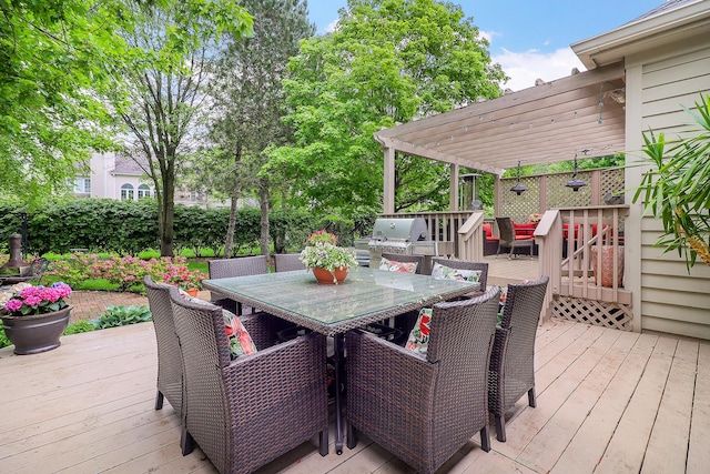 3536 Scottsdale Cir, Naperville, IL 60564 - wooden terrace featuring a grill and outdoor dining area