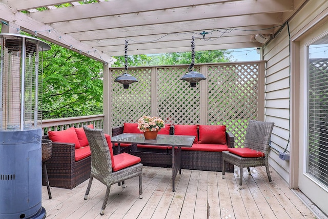3536 Scottsdale Cir, Naperville, IL 60564 - deck featuring a pergola, an outdoor living space, and outdoor dining area