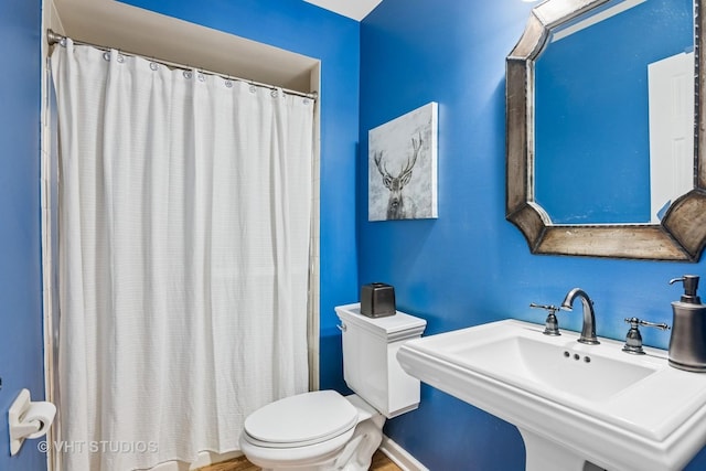 1181 Midwest Ln, Wheaton, IL 60189 - bathroom with toilet, a shower with curtain, and a sink