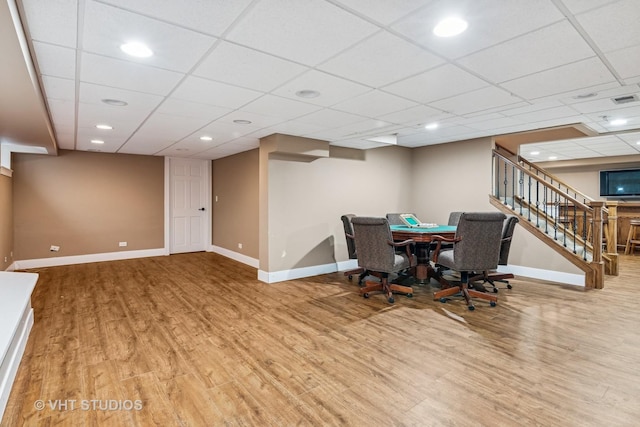 1181 Midwest Ln, Wheaton, IL 60189 - dining area with wood finished floors, baseboards, stairs, and a drop ceiling