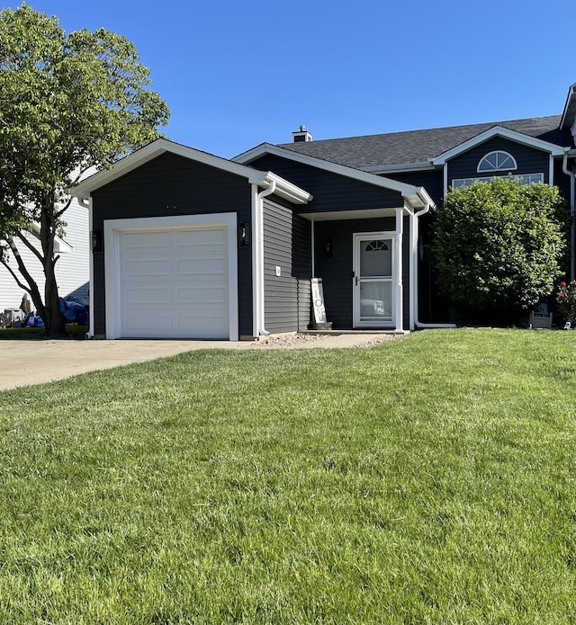 303 Meadows Dr, Sugar Grove, IL 60554 - ranch-style house with an attached garage, a front yard, and driveway