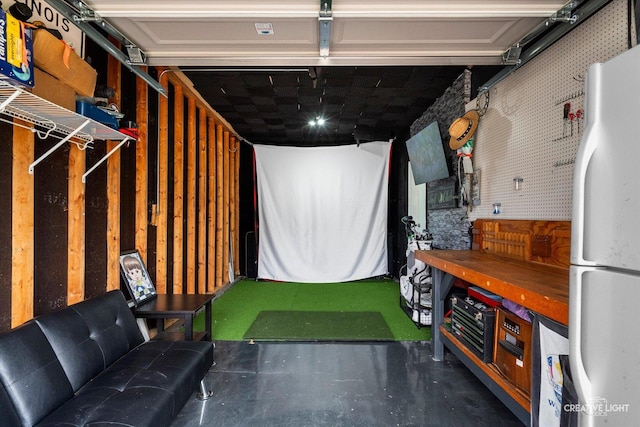 303 Meadows Dr, Sugar Grove, IL 60554 - playroom with golf simulator and concrete floors