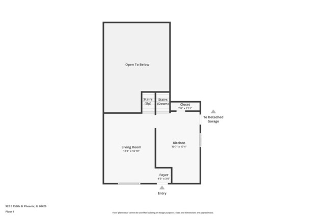 922 E 155th St, Phoenix, IL 60426 - floor plan / room layout