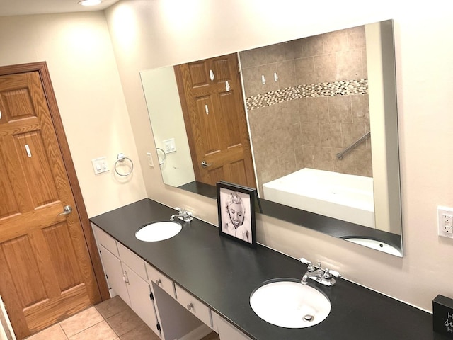 813 Junie Ct, Joliet, IL 60435 - bathroom with double vanity and tile patterned floors